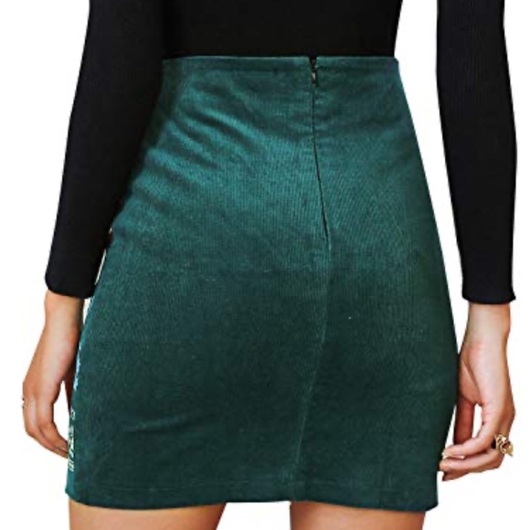 Simplee’s Pencil Skirt Corduroy BerryGo Bodycon Luxury Floral Embroidered Small - Picture 3 of 16